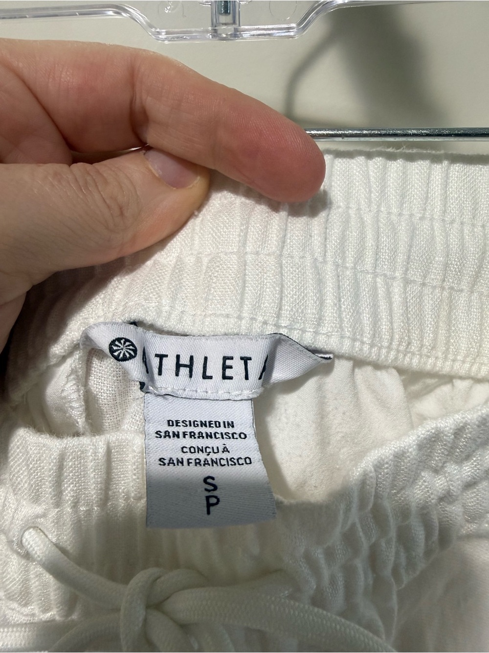 Athleta White Linen Drawstring Cabo Jogger Pants zippered pockets - Picture 2 of 6